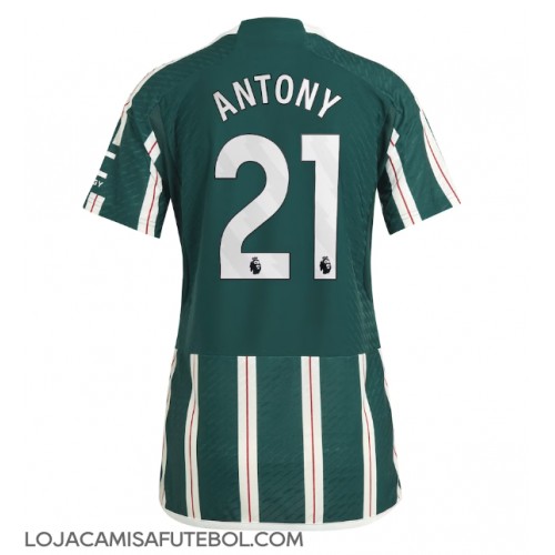Camisa de Futebol Manchester United Antony #21 Equipamento Secundário Mulheres 2023-24 Manga Curta